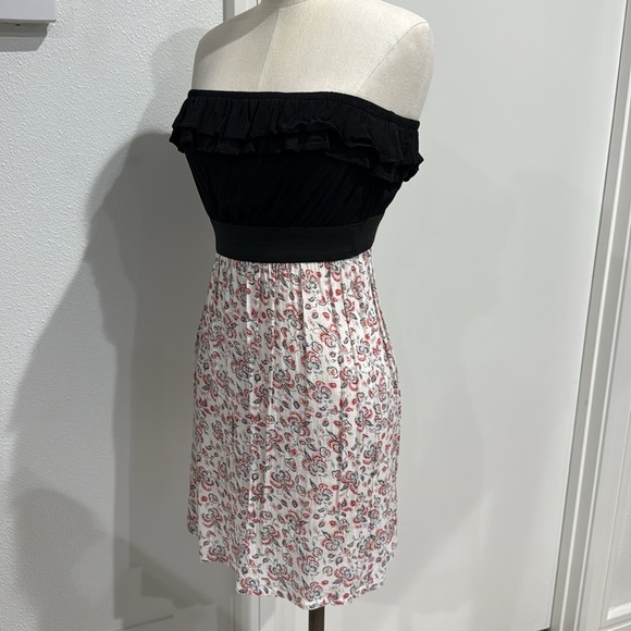 PZ Apparel Strapless Ruffle Top Floral Print Lightweight Cotton Mini Dress - L - Picture 3 of 11